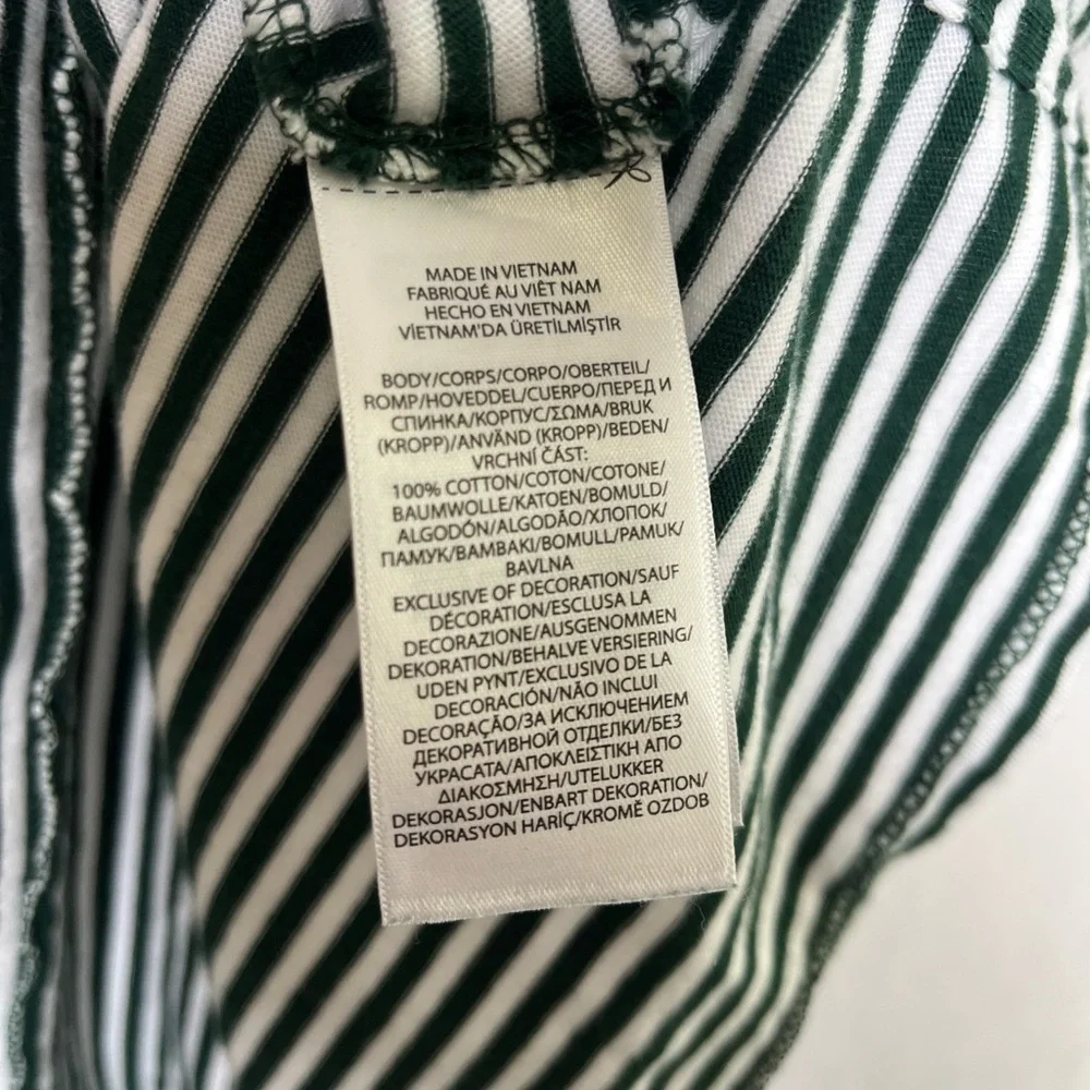 Ralph Lauren Polo Men Classic Fit Green White Stripe Crest Polo Shirt Size XL